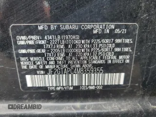 2021 Subaru Crosstrek Premium z VIN JF2GTAPC4M8359355, wystawiony jako Copart lot #55456115 z przebiegiem 55 040 mil mil oraz Czysty tytuł • Clean title. Historia ofert i sprzedaży dostępna na DreamBid. Obrazek 14.