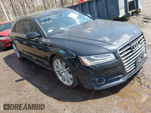 2017 Audi A8 with VIN WAU44AFD0HN019147, listed as a IAAI auction lot 41925027 with 44,542 mi miles and . Bid and sale history available at DreamBid. Image 1.