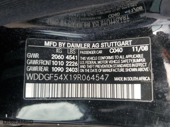 2009 Mercedes-Benz C-Class 3.0L Sport with VIN WDDGF54X19R064547, listed as a Copart auction lot 53272125 with 107,963 mi miles and Clean Title. Bid and sale history available at carsss.com. Image 12.