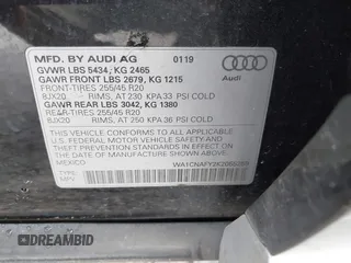 2019 Audi Q5 Prestige with VIN WA1CNAFY2K2055259, listed as a IAAI auction lot 41761227 with 48,983 mi miles. Bid and sale history available at carsss.com. Image 9.