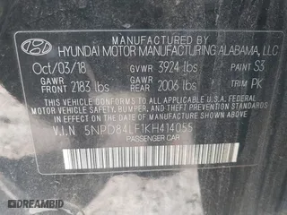 2019 Hyundai Elantra SEL with VIN 5NPD84LF1KH414055, listed as a IAAI auction lot 41705271 with 16,879 mi miles. Bid and sale history available at carsss.com. Image 9.