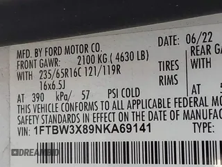 2022 Ford Transit Cargo with VIN 1FTBW3X89NKA69141, listed as a IAAI auction lot 41980864 with 102,721 mi miles and . Bid and sale history available at DreamBid. Image 9.