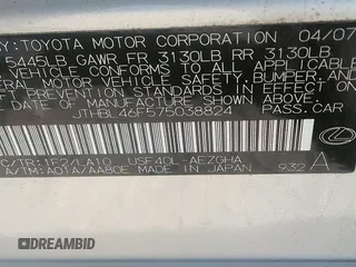 2007 Lexus LS 460 with VIN JTHBL46F575038824, listed as a IAAI auction lot 42167482 with 231,934 mi miles. Bid and sale history available at carsss.com. Image 9.