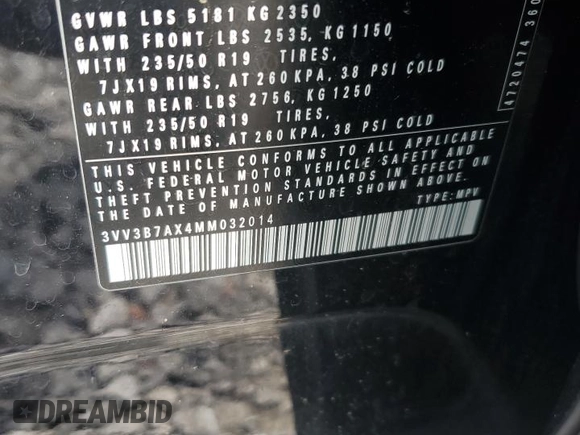 2021 Volkswagen Tiguan SE z VIN 3VV3B7AX4MM032014, wystawiony jako Copart lot #56798555 z przebiegiem 72 077 mil mil oraz Szkoda całkowita • Salvage title. Historia ofert i sprzedaży dostępna na DreamBid. Obrazek 12.