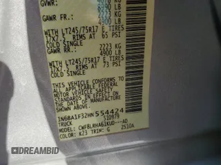 2017 Nissan Titan XD S with VIN 1N6BA1F32HN554424, listed as a Copart auction lot 74608574 with 82,563 mi miles and Salvage Title. Bid and sale history available at carsss.com. Image 15.