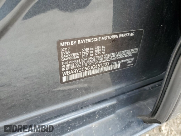 2018 BMW 3 Series 340i xDrive with VIN WBA8Y3C56JG451203, listed as a Copart auction lot 61069864 with 62,895 mi miles and Salvage Title. Bid and sale history available at carsss.com. Image 14.