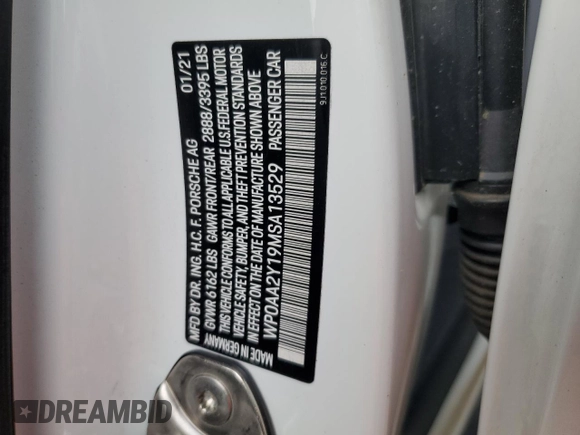 2021 Porsche Taycan z VIN WP0AA2Y19MSA13529, wystawiony jako Copart lot #75006344 z przebiegiem 23 013 mil mil oraz Tytuł czysty. Historia ofert i sprzedaży dostępna na DreamBid. Obrazek 13.