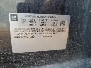2012 Buick Regal Premium 1 with VIN 2G4GS5EK0C9128941, listed as a Copart auction lot 49110325 with 145,693 mi miles and Salvage title. Bid and sale history available at DreamBid. Image 14.