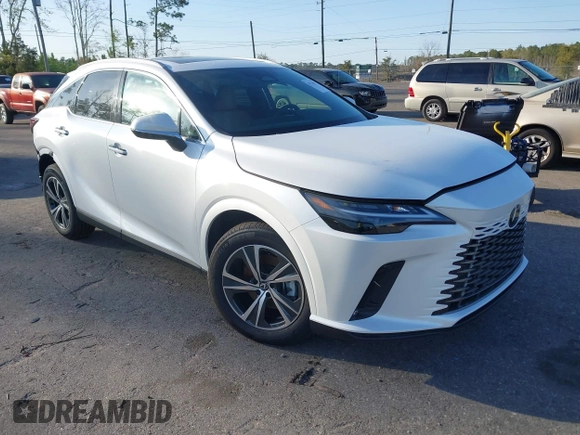 2025 Lexus RX with VIN 2T2BBMCA5SC069754, listed as a IAAI auction lot 41736947 with 355 mi miles. Bid and sale history available at carsss.com. Image 1.