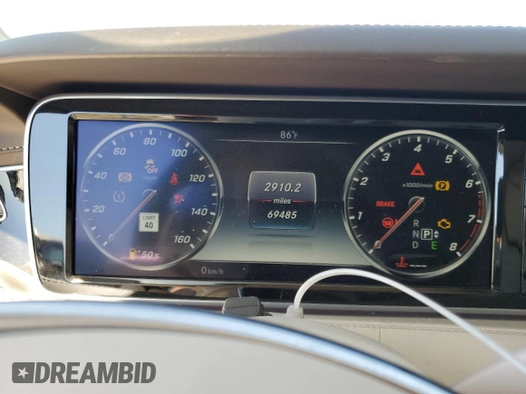 2016 Mercedes-Benz S-Class S 550 with VIN WDDXJ8FB5GA012447, listed as a Copart auction lot 76386154 with 69,485 mi miles and Salvage Title. Bid and sale history available at carsss.com. Image 9.