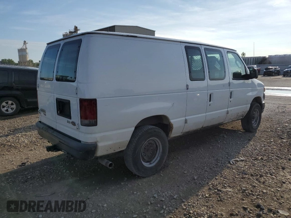 2012 Ford Econoline Cargo Commercial with VIN 1FTNE2EL0CDB33215, listed as a Copart auction lot 63120784 with 258,466 mi miles and Salvage title. Bid and sale history available at DreamBid. Image 3.