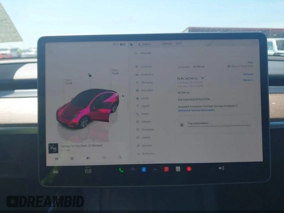 2023 Tesla Model Y Long Range with VIN 7SAYGDEE4PA037218, listed as a IAAI auction lot 42232704 with 18,756 mi miles and . Bid and sale history available at DreamBid. Image 7.