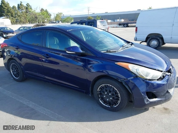 2012 Hyundai Elantra GLS with VIN 5NPDH4AE0CH099860, listed as a IAAI auction lot 42014550 with 142,224 mi miles. Bid and sale history available at carsss.com. Image 1.