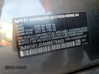 2021 BMW 3 Series 330i with VIN 3MW5R1J04M8B79460, listed as a Copart auction lot 43858055 with 0 mi miles and Salvage Title. Bid and sale history available at carsss.com. Image 12.