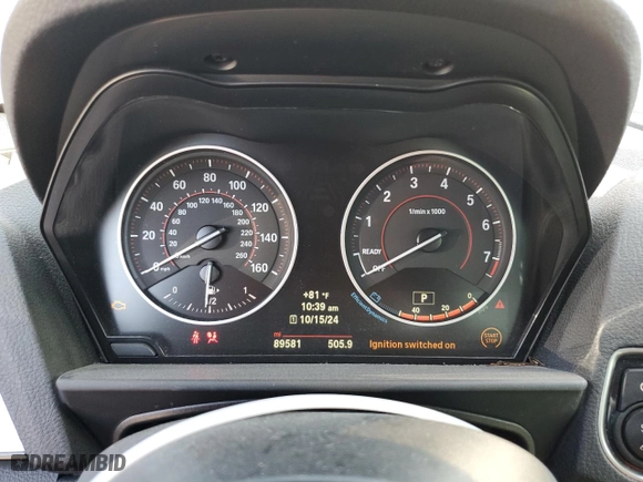 2017 BMW 2 Series M240i with VIN WBA2G1C38HV639531, listed as a Copart auction lot 74991384 with 89,581 mi miles and Non Repairable. Bid and sale history available at carsss.com. Image 9.