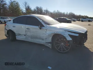 2014 Infiniti Q50 Sport with VIN JN1BV7AP7EM689505, listed as a Copart auction lot 80259044 with Not Provided miles and Salvage Title. Bid and sale history available at DreamBid. Image 4.