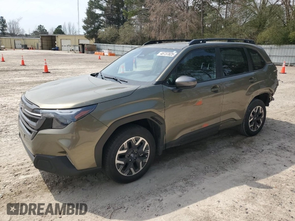 2025 Subaru Forester Premium with VIN JF2SLDBCXSH499152, listed as a Copart auction lot 48737825 with 2,794 mi miles and Salvage Title. Bid and sale history available at carsss.com. Image 1.