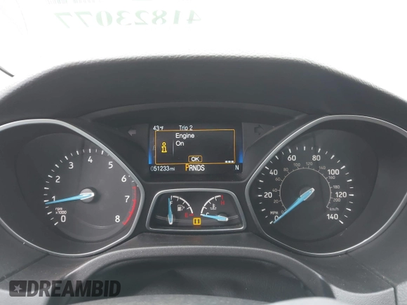 2017 Ford Focus SEL with VIN 1FADP3H23HL221712, listed as a IAAI auction lot 41823077 with 51,233 mi miles. Bid and sale history available at carsss.com. Image 7.