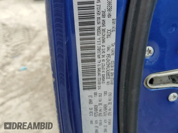 2017 Ram 1500 Express with VIN 3C6RR7KTXHG747164, listed as a Copart auction lot 51460365 with 202,492 mi miles and Salvage title. Bid and sale history available at DreamBid. Image 13.