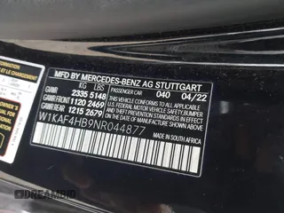 2022 Mercedes-Benz C 300 with VIN W1KAF4HB9NR044877, listed as a IAAI auction lot 41476398 with Not Provided miles and . Bid and sale history available at DreamBid. Image 9.