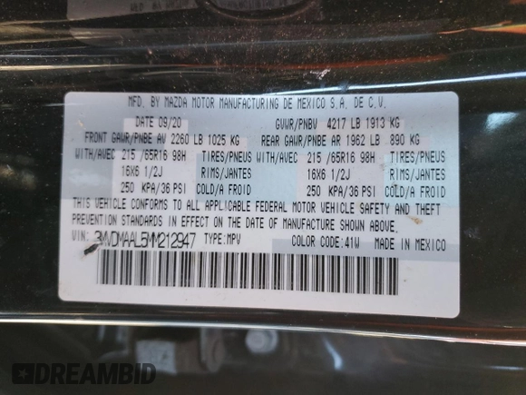 2021 Mazda CX-30 2.5 S with VIN 3MVDMAAL5MM212947, listed as a Copart auction lot 42434105 with 104,878 mi miles and Salvage Title. Bid and sale history available at carsss.com. Image 15.