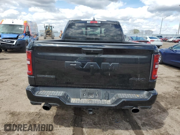 2025 Ram 1500 with VIN 1C6SRFBP5SN506206, listed as a Copart auction lot 55414155 with 5,892 mi miles and Salvage title. Bid and sale history available at DreamBid. Image 6.