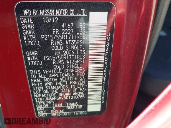 2013 Nissan Juke S with VIN JN8AF5MV5DT210785, listed as a IAAI auction lot 41902951 with 145,799 mi miles. Bid and sale history available at carsss.com. Image 9.