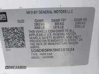 2022 Cadillac CT4 Premium Luxury z VIN 1G6DB5RK5N0107634, wystawiony jako IAAI lot #42053131 z przebiegiem 57 171 mil mil oraz . Historia ofert i sprzedaży dostępna na DreamBid. Obrazek 9.