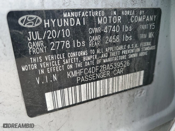 2011 Hyundai Azera Limited with VIN KMHFC4DF2BA539526, listed as a Copart auction lot 86614414 with 178,136 mi miles and Salvage Title. Bid and sale history available at carsss.com. Image 12.