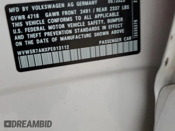 2023 Volkswagen Arteon SEL R-Line z VIN WVWSR7ANXPE013112, wystawiony jako Copart lot #74192954 z przebiegiem Nie podano mil oraz Szkoda całkowita • Salvage title. Historia ofert i sprzedaży dostępna na DreamBid. Obrazek 13.