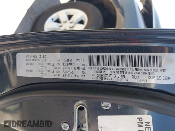 2018 Ram 1500 Big Horn с VIN 1C6RR7GG3JS319415, выставлен на аукционе IAAI как лот 42517862 с пробегом 117 906 миль миль и . История ставок и продаж доступна на DreamBid. Изображение 9.