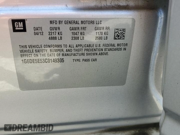 2012 Cadillac CTS Luxury z VIN 1G6DE5E53C0149305, wystawiony jako Copart lot #56924985 z przebiegiem 127 340 mil mil oraz Szkoda całkowita • Salvage title. Historia ofert i sprzedaży dostępna na DreamBid. Obrazek 12.