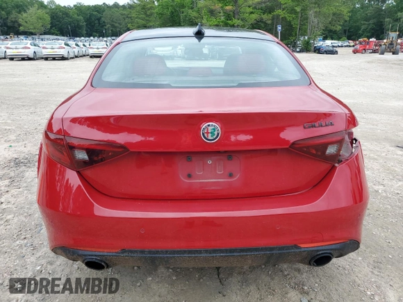 2019 Alfa Romeo Giulia Sport with VIN ZARFAMAN9K7622816, listed as a Copart auction lot 58764765 with 46,187 mi miles and Salvage title. Bid and sale history available at DreamBid. Image 6.
