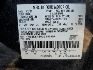 2020 Ford Police Interceptor Utility with VIN 1FM5K8AB6LGB65864, listed as a Copart auction lot 68671444 with 79,458 mi miles and Salvage Title. Bid and sale history available at carsss.com. Image 14.