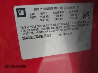 2015 Buick Regal Premium I z VIN 2G4GN5EX3F9273320, wystawiony jako IAAI lot #41992742 z przebiegiem 133 753 mil mil oraz . Historia ofert i sprzedaży dostępna na DreamBid. Obrazek 9.