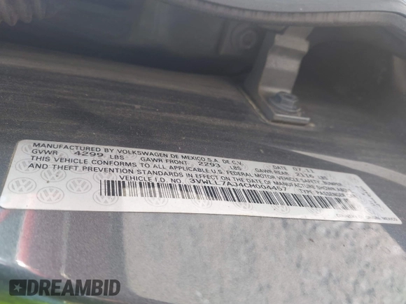 2012 Volkswagen Jetta TDI with VIN 3VWLL7AJ4CM004457, listed as a IAAI auction lot 42624318 with 259,108 mi miles and . Bid and sale history available at DreamBid. Image 9.