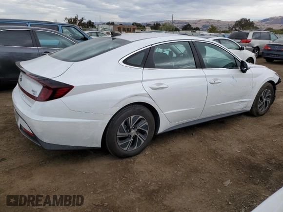 2022 Hyundai Sonata Hybrid Blue with VIN KMHL24JJ0NA037651, listed as a Copart auction lot 76569394 with 181,681 mi miles and Salvage Title. Bid and sale history available at carsss.com. Image 3.