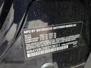 2014 BMW 7 Series ALPINA B7 with VIN WBAYE8C55ED136311, listed as a Copart auction lot 56519375 with 110,542 mi miles and Salvage title. Bid and sale history available at DreamBid. Image 12.