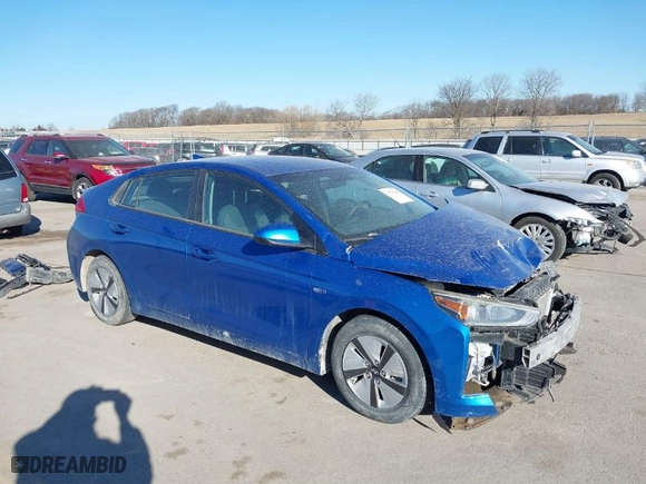 2018 Hyundai Ioniq Hybrid Blue with VIN KMHC65LC2JU072323, listed as a IAAI auction lot 41771754 with 150,817 mi miles. Bid and sale history available at carsss.com. Image 20.