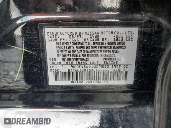 2024 Nissan Sentra SV z VIN 3N1AB8CV6RY208443, wystawiony jako Copart lot #64027205 z przebiegiem 21 217 mil mil oraz Czysty tytuł • Clean title. Historia ofert i sprzedaży dostępna na DreamBid. Obrazek 13.