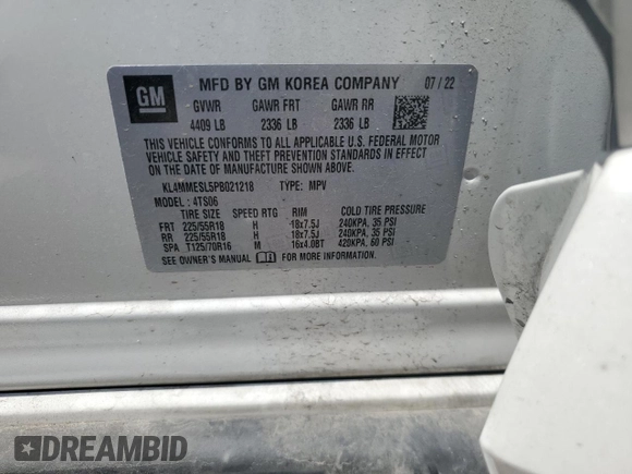 2023 Buick Encore GX Select with VIN KL4MMESL5PB021218, listed as a Copart auction lot 62673295 with 28,171 mi miles and Salvage title. Bid and sale history available at DreamBid. Image 12.