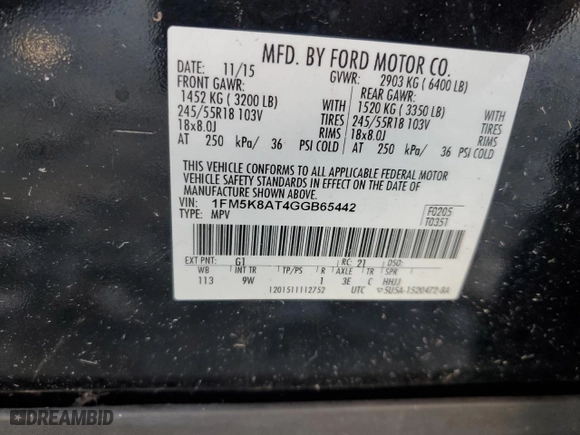 2016 Ford Utility Police Interceptor with VIN 1FM5K8AT4GGB65442, listed as a Copart auction lot 67772944 with 0 mi miles and Salvage Title. Bid and sale history available at carsss.com. Image 13.