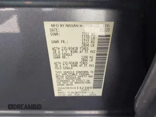 2020 Nissan Murano SV z VIN 5N1AZ2BJ1LN132389, wystawiony jako IAAI lot #41827452 z przebiegiem 39 048 mil mil oraz . Historia ofert i sprzedaży dostępna na DreamBid. Obrazek 9.