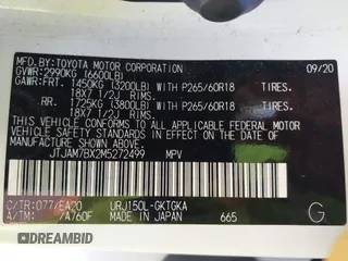 2021 Lexus GX 460 Premium z VIN JTJAM7BX2M5272499, wystawiony jako IAAI lot #42014680 z przebiegiem 90 550 mil mil oraz . Historia ofert i sprzedaży dostępna na DreamBid. Obrazek 9.