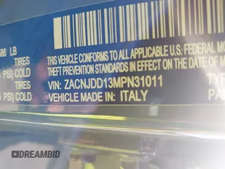 2021 Jeep Renegade Limited with VIN ZACNJDD13MPN31011, listed as a IAAI auction lot 42197561 with 65,704 mi miles and . Bid and sale history available at DreamBid. Image 9.