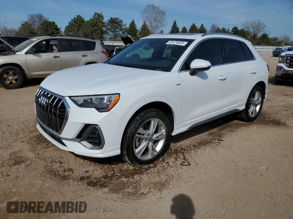 2021 Audi Q3 S line Premium with VIN WA1DECF32M1040693, listed as a Copart auction lot 53124635 with 11,191 mi miles and Salvage Title. Bid and sale history available at DreamBid. Image 1.