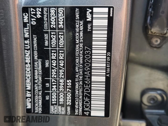 2017 Mercedes-Benz GLS 550 с VIN 4JGDF7DE6HA902037, выставлен на аукционе Copart как лот 58837095 с пробегом 150 054 миль миль и Чистый • Clean title. История ставок и продаж доступна на DreamBid. Изображение 13.