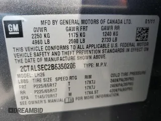 2011 GMC Terrain SLE-2 with VIN 2CTALSEC2B6350206, listed as a Copart auction lot 51470825 with 168,635 mi miles and Salvage title. Bid and sale history available at DreamBid. Image 13.