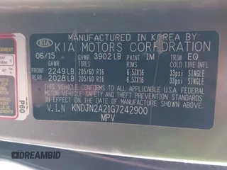 2016 Kia Soul with VIN KNDJN2A21G7242900, listed as a IAAI auction lot 41082800 with 122,160 mi miles. Bid and sale history available at carsss.com. Image 9.