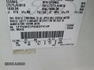 2004 Ford F-250 XL с VIN 1FTNW21PX4ED74149, выставлен на аукционе Copart как лот 60863395 с пробегом 377 830 миль миль и Списание • Salvage title. История ставок и продаж доступна на DreamBid. Изображение 13.